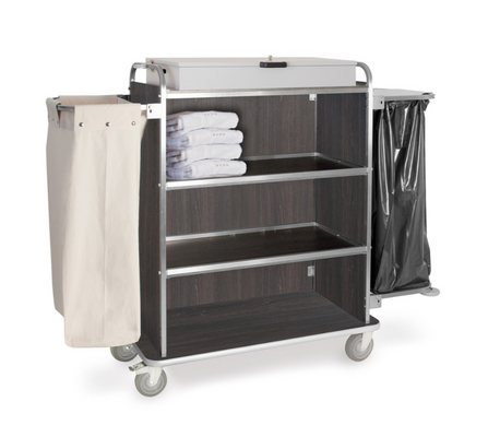 Carro Housekeeping 4 Estantes com Saco e Suporte para Saco de Lixo